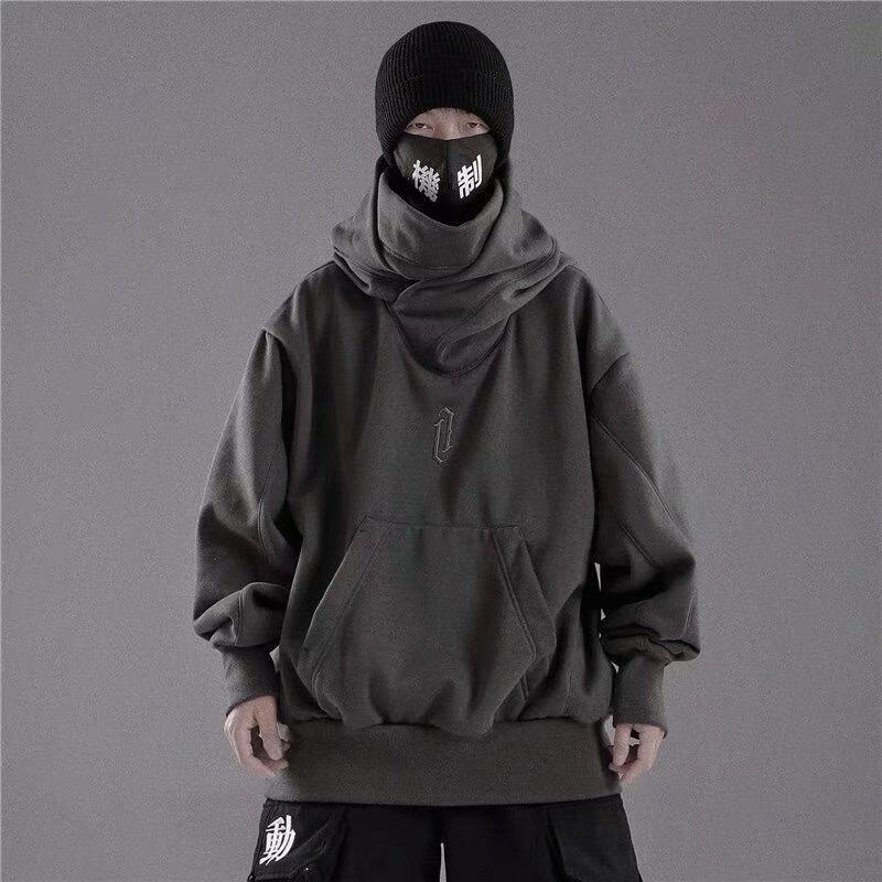 Hooded Sweater Men's Autumn and Winter Turtleneck Loose New Top High Street Hip Hop Dark Retro Hong Kong Style Jacket