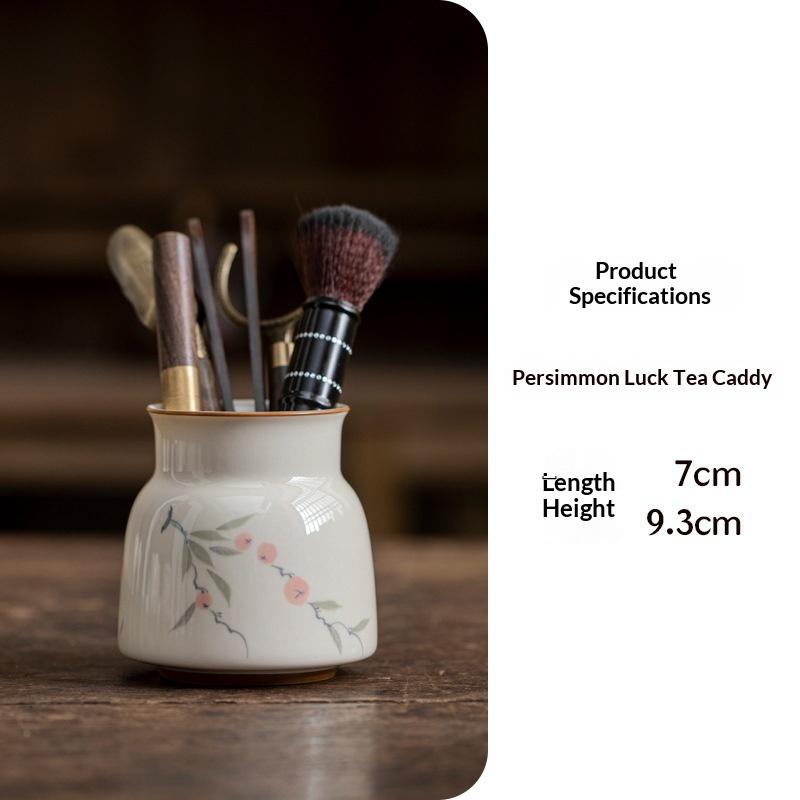 

Hand-painted Underglaze Persimmon Ceramic Pen Holder Tea Clip Six Gentlemen Kung Fu Tea Set Ceramic Tea Ceremony Accessories