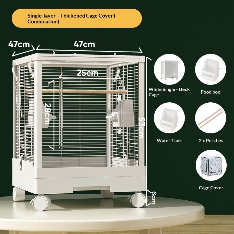 Double Transparent Parrot Cage Splash-proof Large Bird Cage Horizontal Silk Tiger Skin Mystic Phoenix Breeding Cage