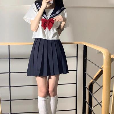 Japán JK Egyenruha: Fehér Szoknya és Rövid Ujjú Szett - Édes Nyári Akadémiai Stílus