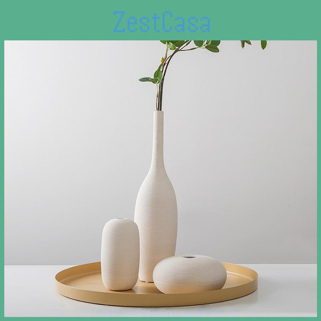 Vaseflower Ceramic 1pc White Vase Minimalism Style For Modern Table Shelf Home Decor Fit For Fireplace Bedroom Living Room Centerpieces Office Desk