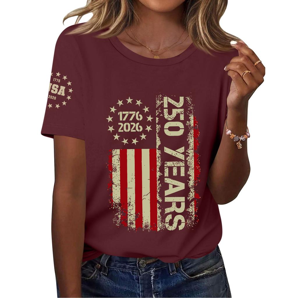 Moda feminina casual estampado manga curta gola redonda pulôver tops