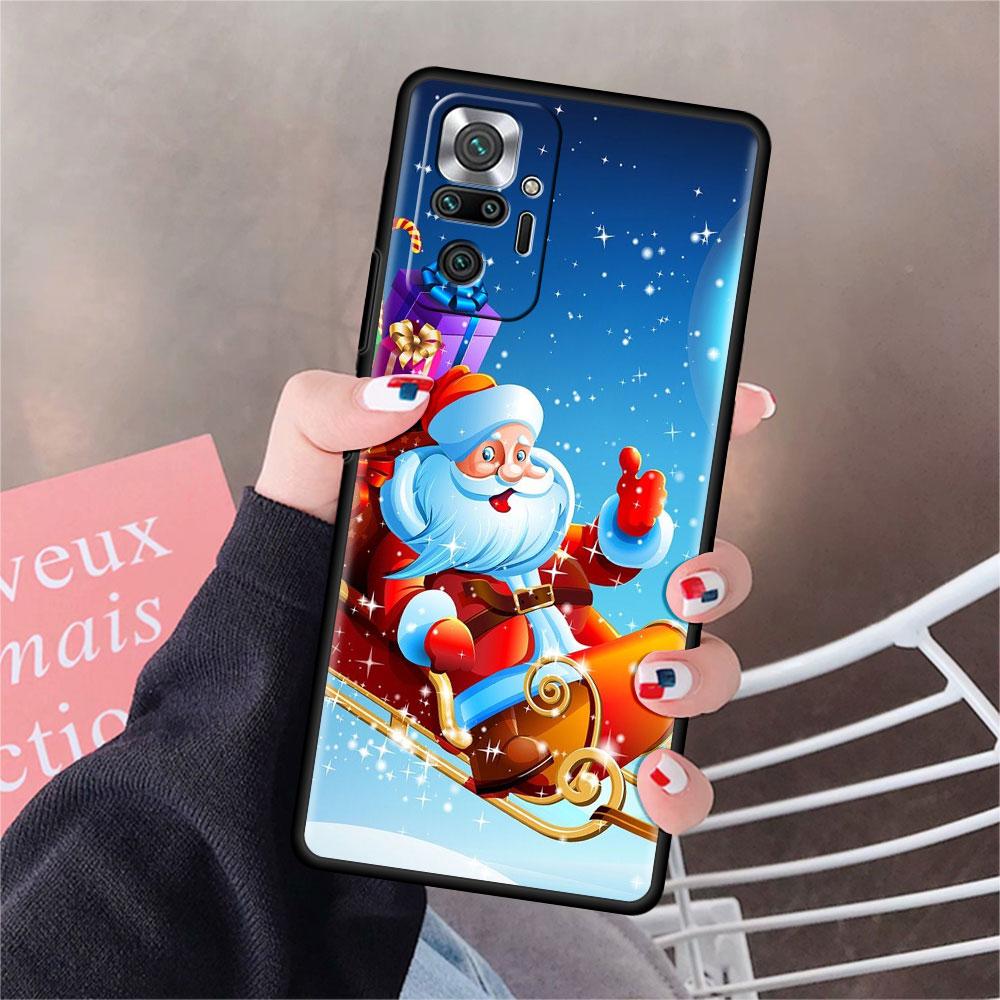 Funda For Xiaomi Redmi Note 10 9 11 Pro Soft Phone Case 10S 9S K40 8 9A 9C 9T 7 10C 8T Silicone Cover Merry Christmas Snow Shell