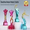 Trophée de Danse Coloré en Résine avec Couronne Dorée pour Compétitions de Ballet Latin et de Danse Chinoise