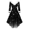 Damen Modisches Lässiges Figurbetontes Weihnachtsdruck Party Langarmkleid