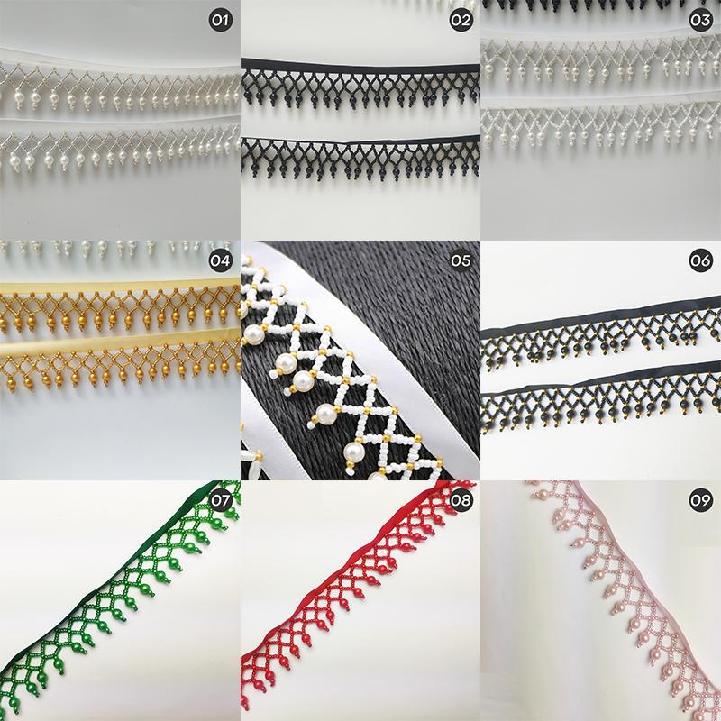 1 Yard Handmade Tassel Lace Trim Imitation Pearl Beaded Fringe For DIY Stage Dress Curtain Wedding Jewelry Upholstery Crafts