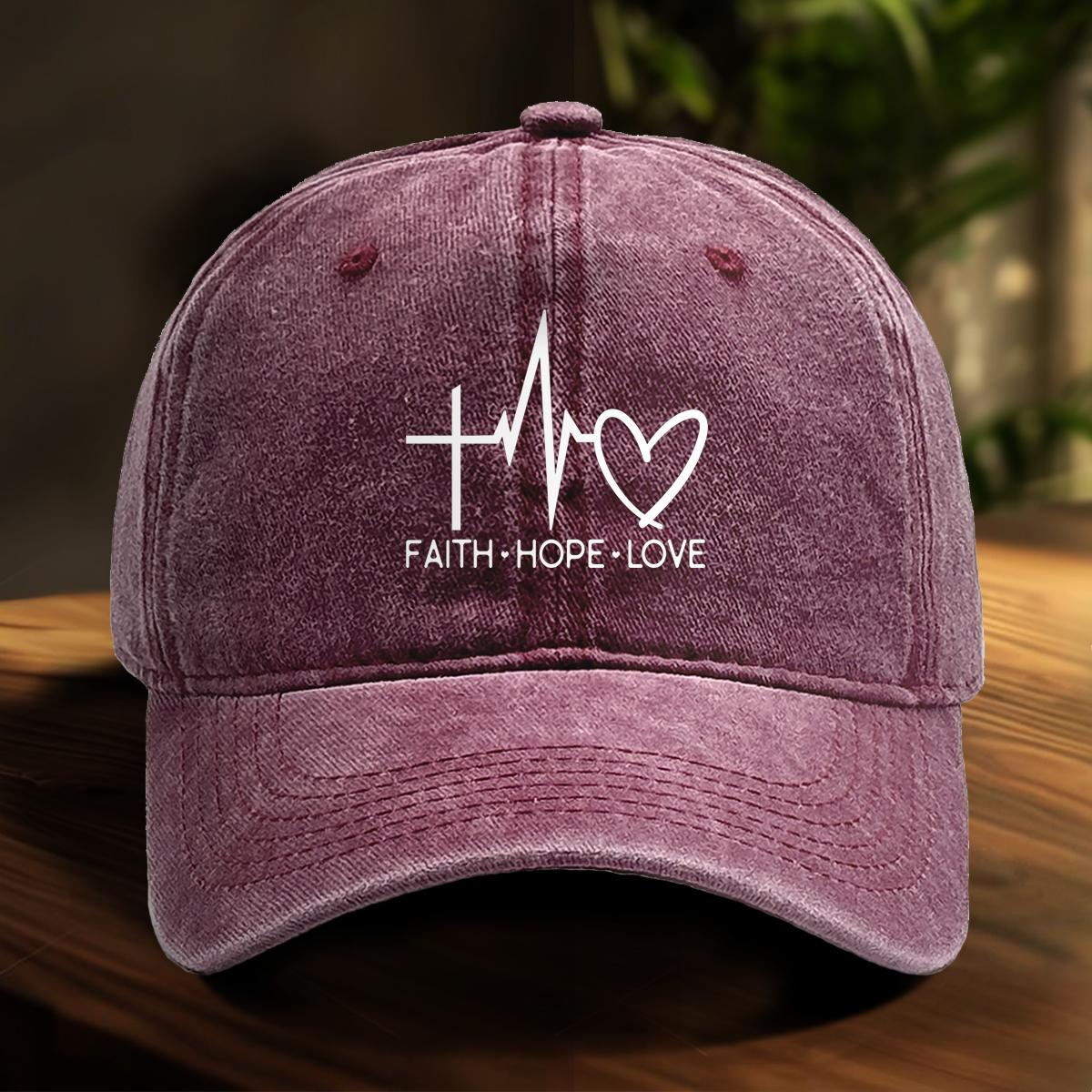 Faith Hope Love Print Snapback Baseball Hat Man Cap Hip Hop Fashion Adjustable Sun Hat Ideal Choice For Outdoor Activities