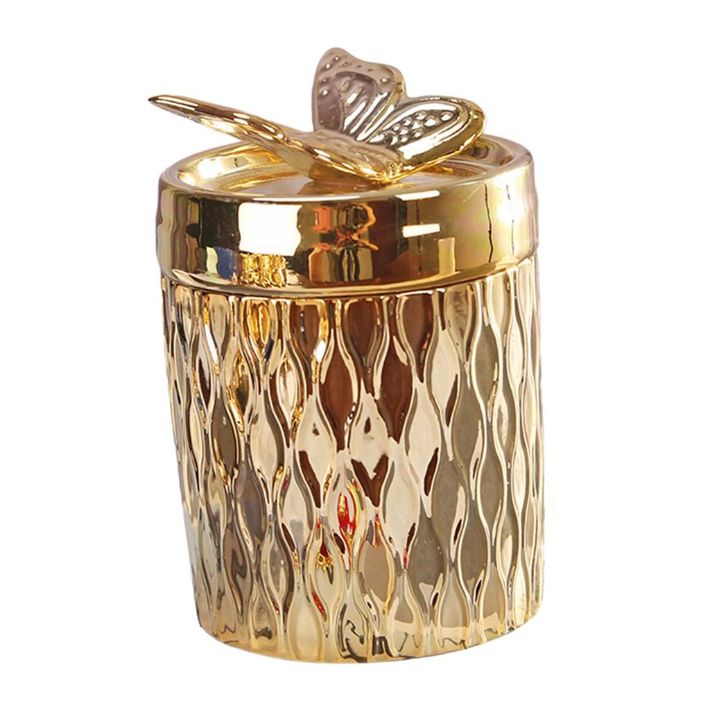 Dekoratives Glasdekor Schmink-Organizer Gold Teedose Badezimmerbehälter Keramik für Arbeitsplatte Kommode Waschtisch Zuhause