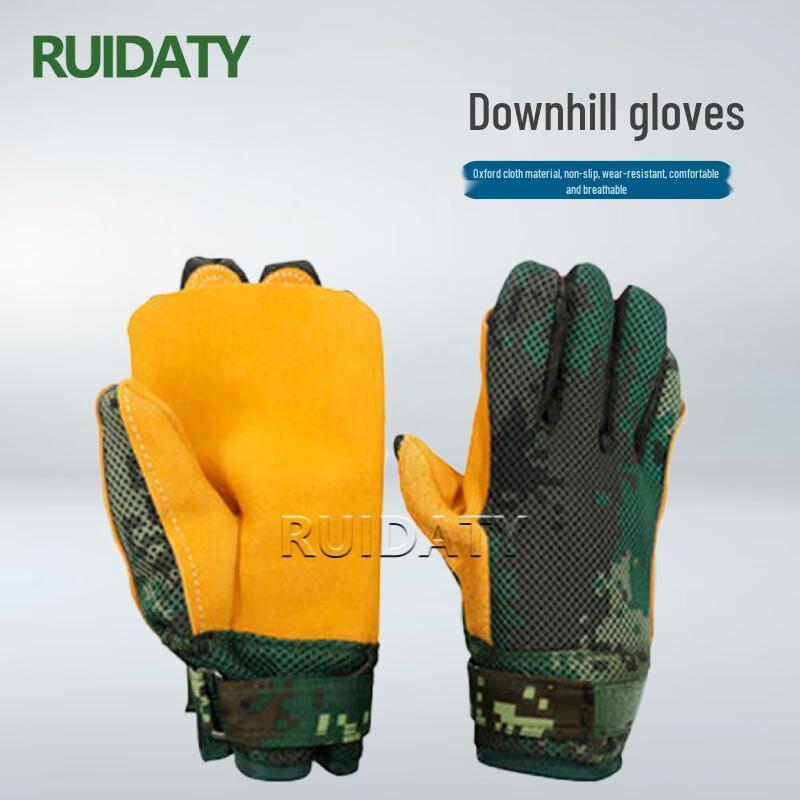 RUIDATY Heavy-Duty Double-Layer Cowhide Rappelling Gloves