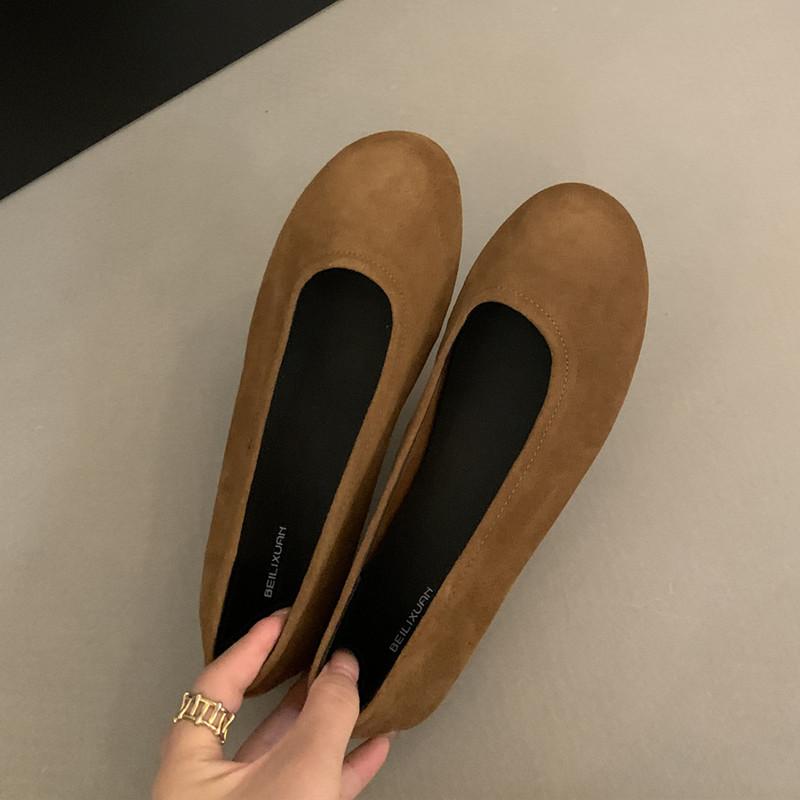 Mode Bailamos Brandneue Damen Flats Damen Casual Ballerinas Weiches Leder Elegante Kleiderschuhe Runde Zehenpartie Flache Slipper