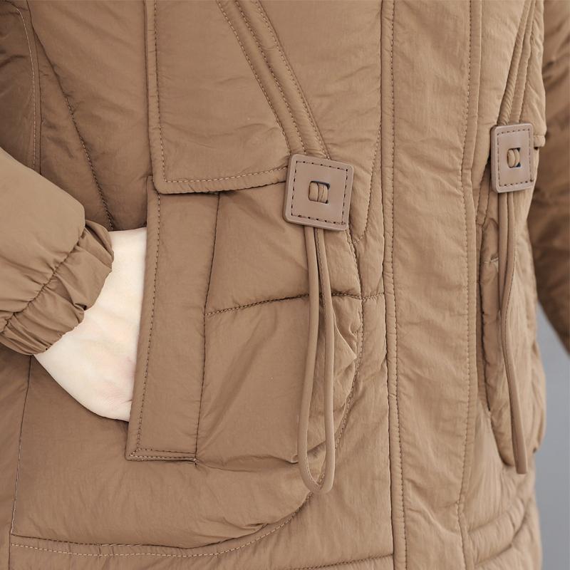 Mulher Longo Parkas Inverno Outerwears Elegante Senhora Jaqueta Com Capuz Casual Solto Grosso Quente Casacos