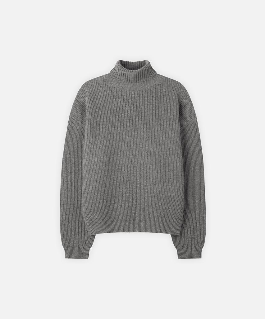 DRAW FIT Lambswool Hacci Turtleneck Knit [2 Colors]