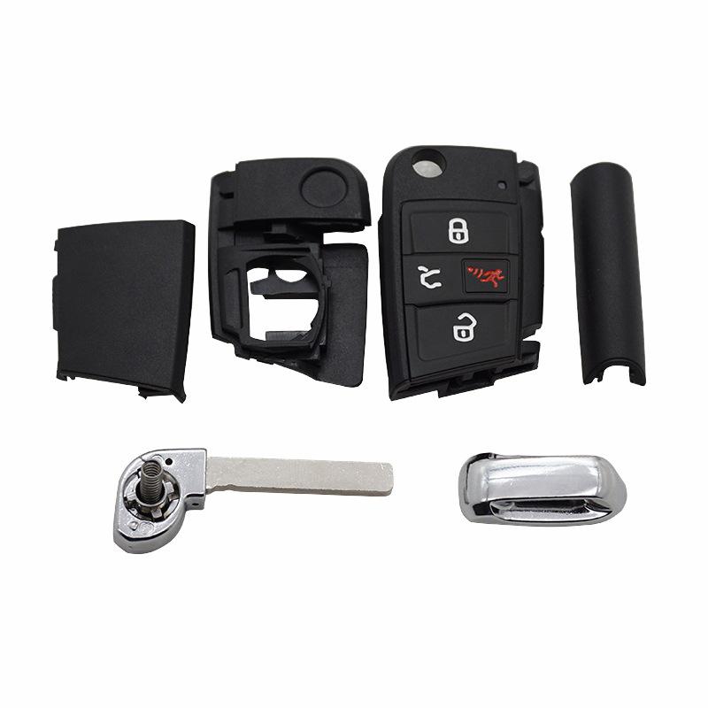 Compatible with Volkswagen 4-Button Golf 7, Lamando, Skoda, Sagitar Folding Key Shell (HU66/HU162).