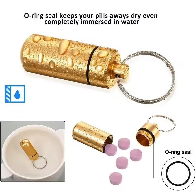 3-6PCS/Pack Waterproof Aluminum Alloy Medicine Box Tablet Container Bottle Keychain 6 Color Available Portable Carrying Tool ZYF