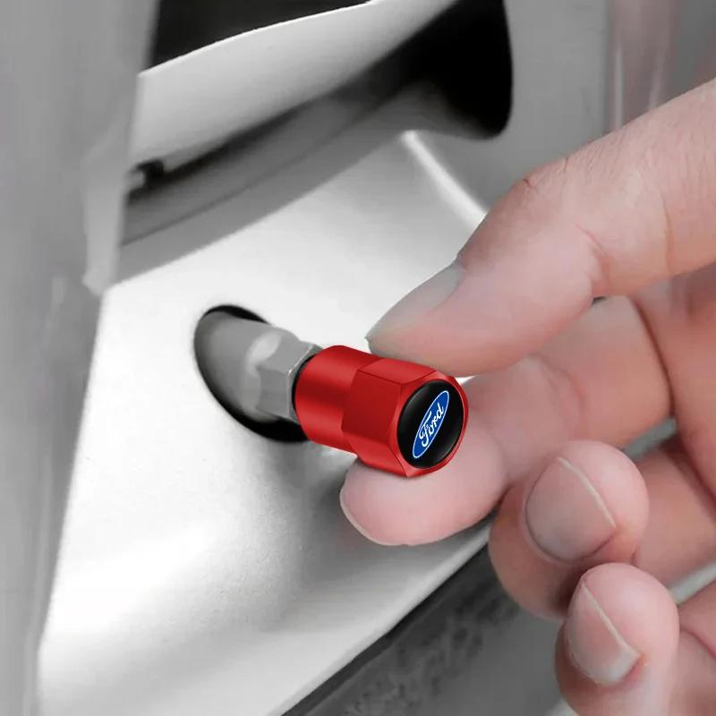 Car Sticker 4Pcs Car Metal Wheel Tire Valve Air Stem Cap For Ford S MAX Ranger Focus Fiesta Mondeo Kuga Mustang Escort KA Ecospo