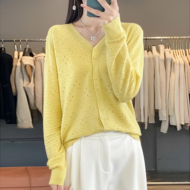 

Женский легкий кардиган из 50% шерсти и 50% шелка Mulberry — универсальный трикотаж на все 4 сезона для комфорта и стиля в любое время года XL жёлтый