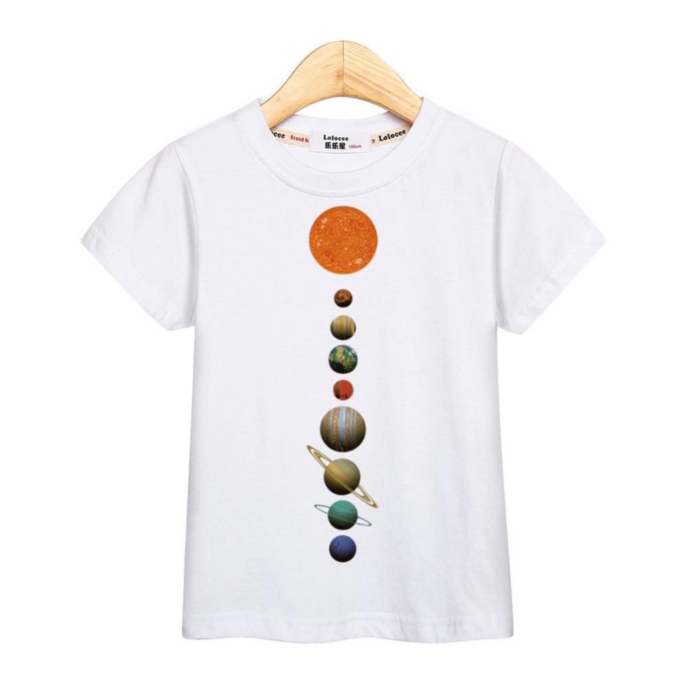 New Children Summer Tops Astronaut Cartoon T-shirt Baby Boys Short Sleeves Shirt 3-14T US Size Clothing