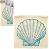 Les Trésors De Lily [Q4335] - Pamuklu yastık kılıfı 'Marine World' bej mavi (kabuk) - 40x40 cm