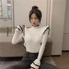Super Good-looking Long-sleeved Knitted Sweater 2025 Autumn Chic Chic Niche Fungus Edge Semi-turtleneck Inner Cardigan Women