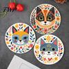 Anti-skid Wood Coasters for Tables 6 Pcs Cute Cat Coasters, Thick Heat-Resistant Coaster Tabletop Protection, Siamese Pattern Table Pads Non