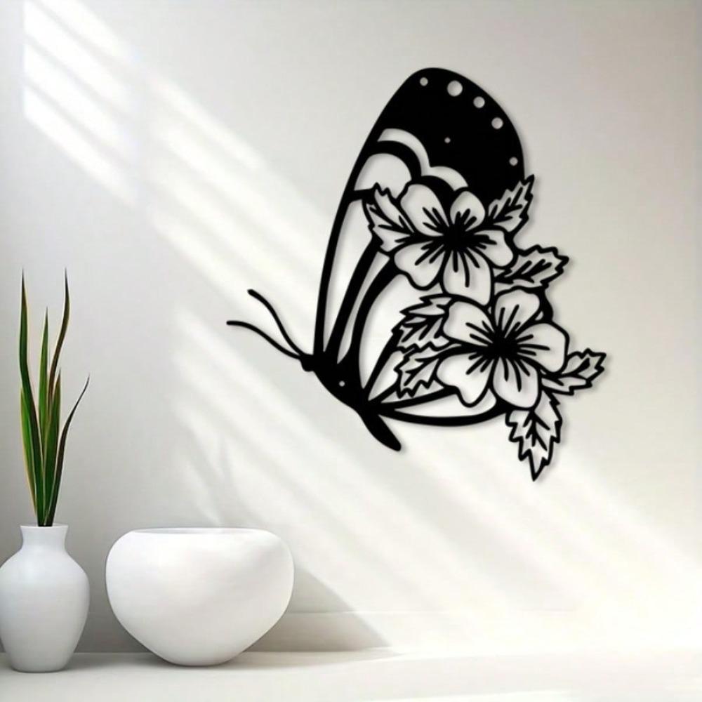 Large Black Iron Butterfly Wall Art Outdoor Garden Decor Metal Sculpture