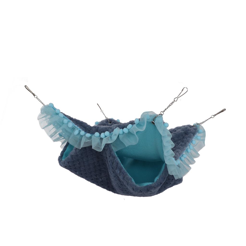 Double Layer Small Pet Swing Hammock Small Pet Double Plush Hammock for Ferret Hamster Parrots Guinea PigBlue