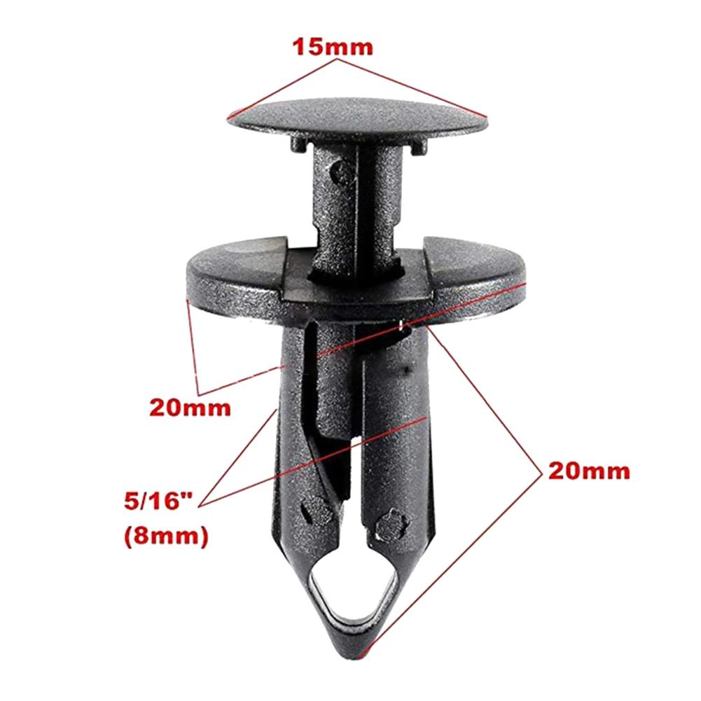 100pcs Car Inner Mudflap Clips Fender Clips Nylon Push Type Retainer Clips Accessories 21030249 For Chrysler 6503598 8mm Hole