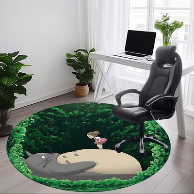 1PC My Neighbor Totoro Office Round Rug, Non-slip, Soft and Durable Office Rug for Interior Decoration, Perfect for Office, Beautiful Decoration