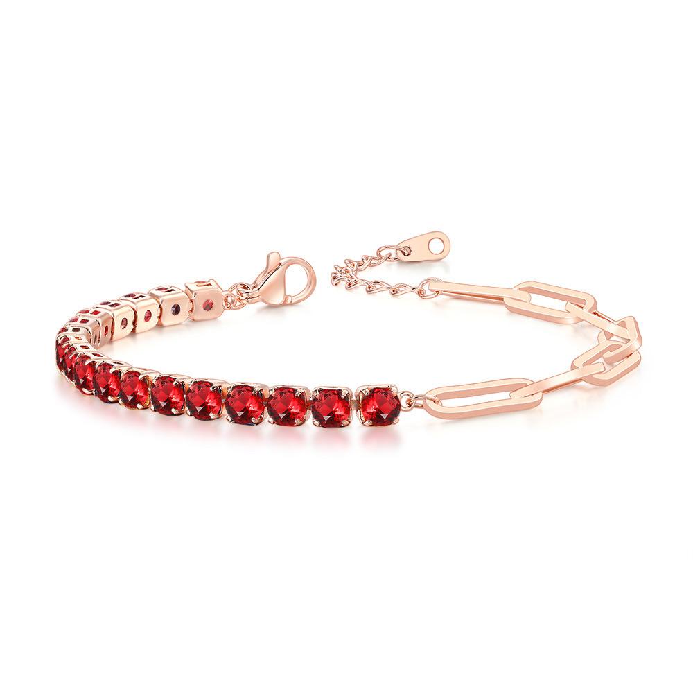Paper Clip Splicing Tennis Bracelet Women'S Round Zircon 12 Birthstone Jewelry