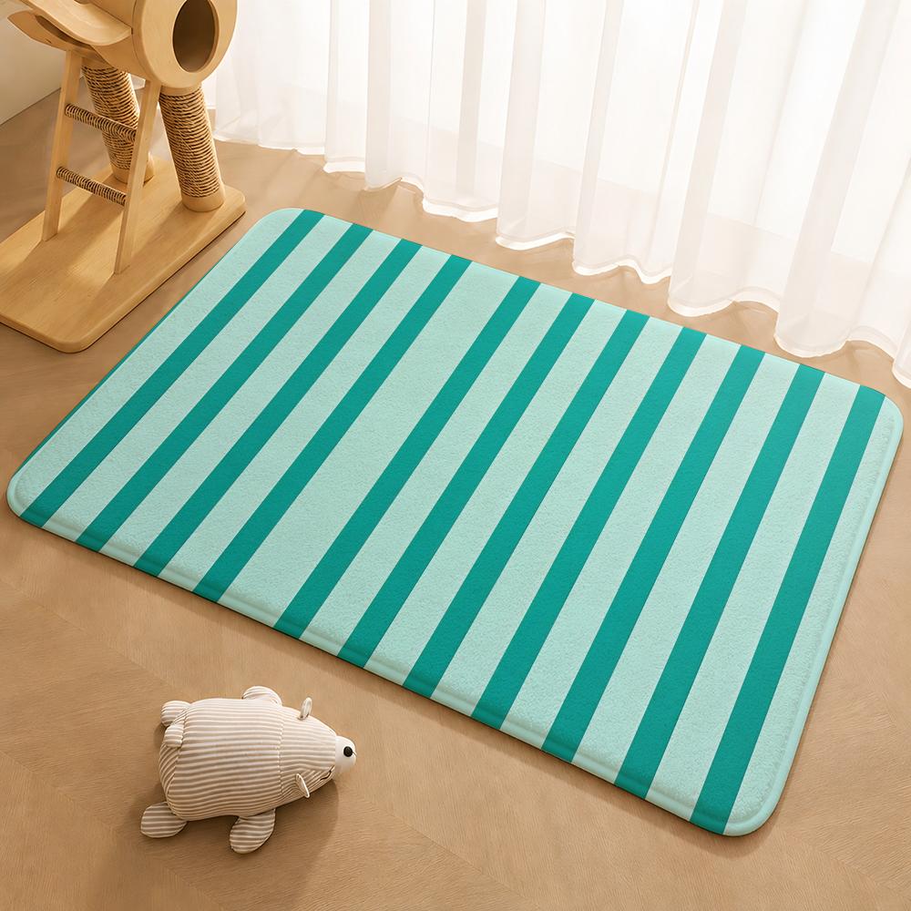 Colorful Striped Pattern Floor Mat Floor Mat Soft Flannel Non-Slip Door Rug for Living Room