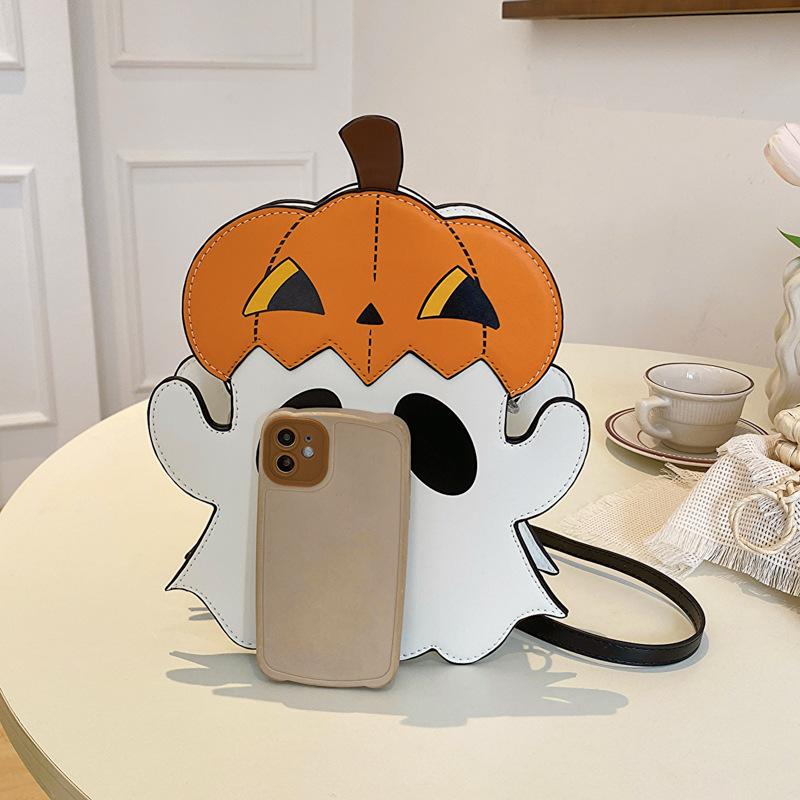 Halloween small bag Xiaohongshu same 2025 new European and American fashion personality funny pumpkin shoulder small round bag