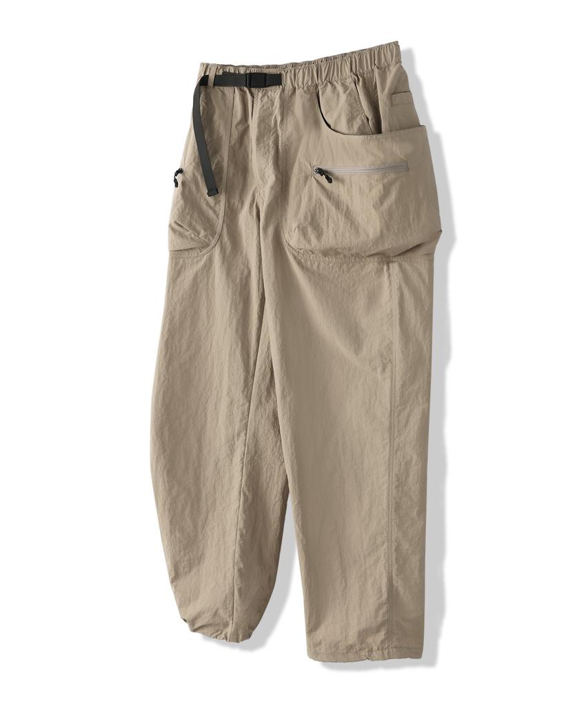 MODERMENT [Nylon] Belted Tech Cargo String Pants [Beige]