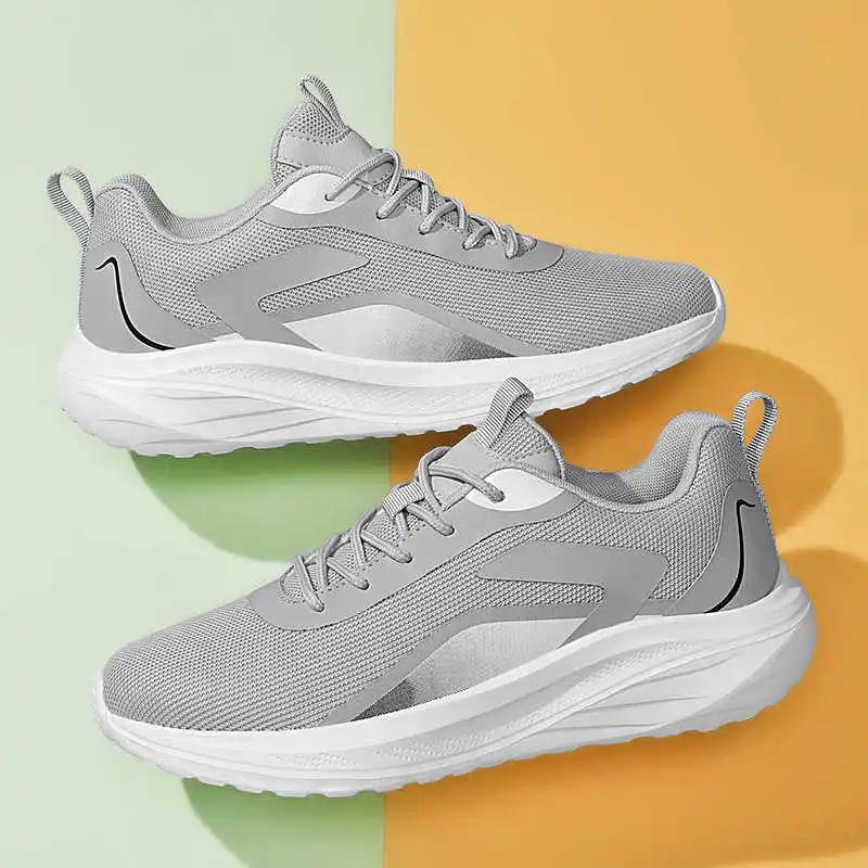 Fashion With Lacing Without Heel Shoes Men Running Casual Orange Trainers Gray Man Sneakers Sport Famous New Year's Deporte
