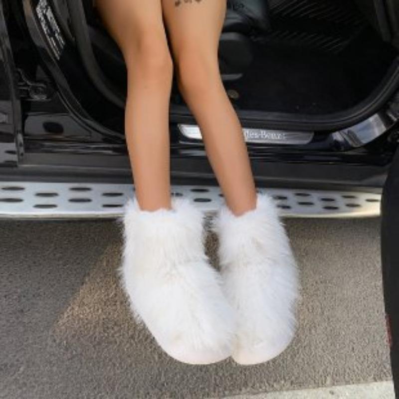 New Fluffy Boots Children's Winter Warm Plush Low Boots Cute Versatile Snow Boots