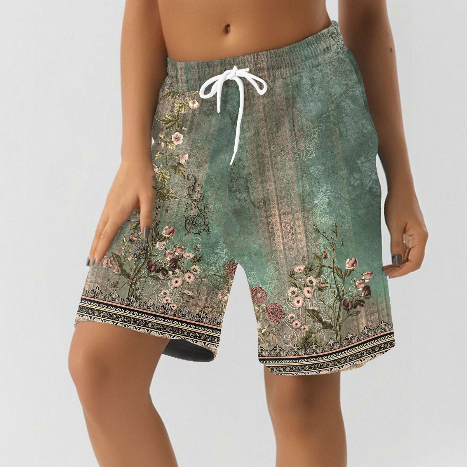 

Шорты для женщин с принтом, мягкие шорты для йоги и бега с карманами L армия зеленый