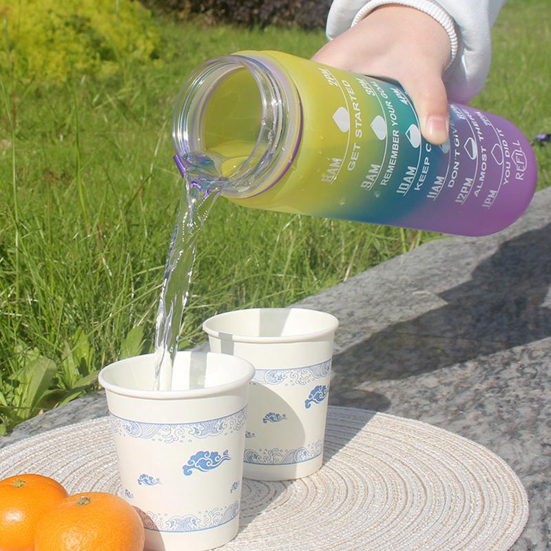 1L Water Bottle Roomy Fitness Athletic Water Bottle with Time Marker Lightweight To Carry Outdoor Activity Travel Drinking Bottle Drinkware