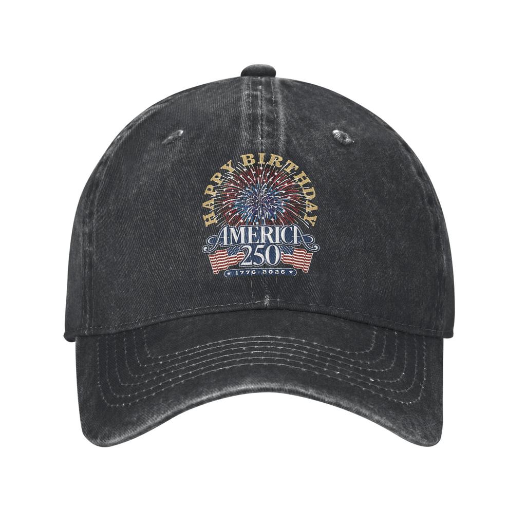 USA Th Anniversary American Baseball Caps Casual Distressed Denim Washed Sun Cap for Unisex Women Outdoor Adjustable Fit Cap