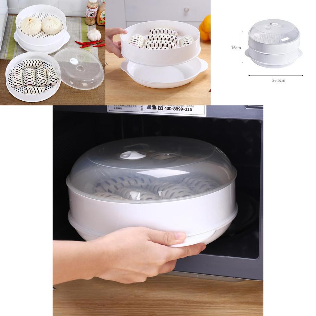Home Kitchen Microwave Steamer Cookware With Lid For Effortless Multilayer Cooking