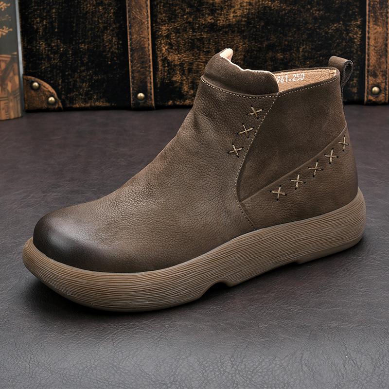 

Мужские ботильоны из коровьей кожи, зимние эластичные ботильоны на шнуровке, мужские кожаные ботильоны на мягкой подошве в винтажном стиле, рабочие ботинки, ботинки челси 202 44 серый