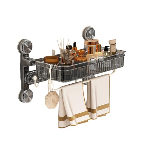 

Полка для душа на присосках, полка-корзина для хранения в ванной, высокая грузоподъемность, простая установка, полка-органайзер с крючком для полотенец