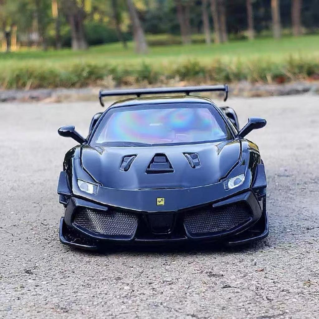 1: 32 Ferraris 488 Supercar mit Sound und Licht Legierungsauto Rückzug Kinder Spielzeug Mode Spielzeug für KinderU