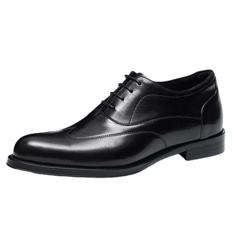 [Pre-Sale Non-Spot] Douyin Hot-Selling Inner Height-Increasing Leather Shoes Men'S First-Layer Cowhide Business Dress Pointed Oxford Shoes