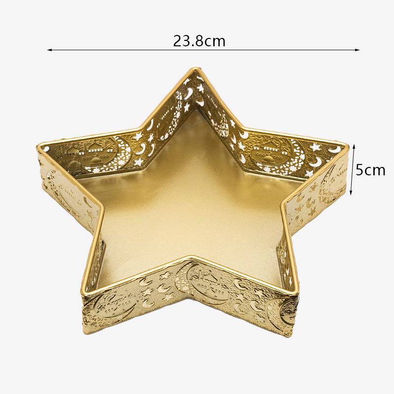 

Gold Star Moon Tray: Wrought Iron Festive Decoration & Fruit Basket for Home Snacks & Desserts Storage.