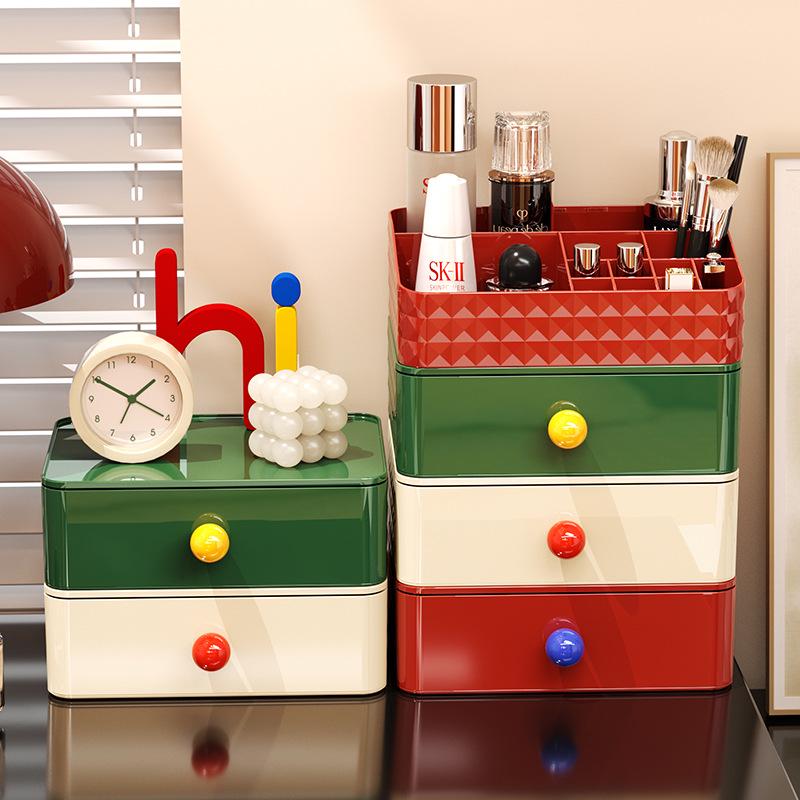 

Dopamine Cosmetics Organizer: Stackable, Multilayer Storage Box with Drawers and Compartments for Desktop or Dressing Table.