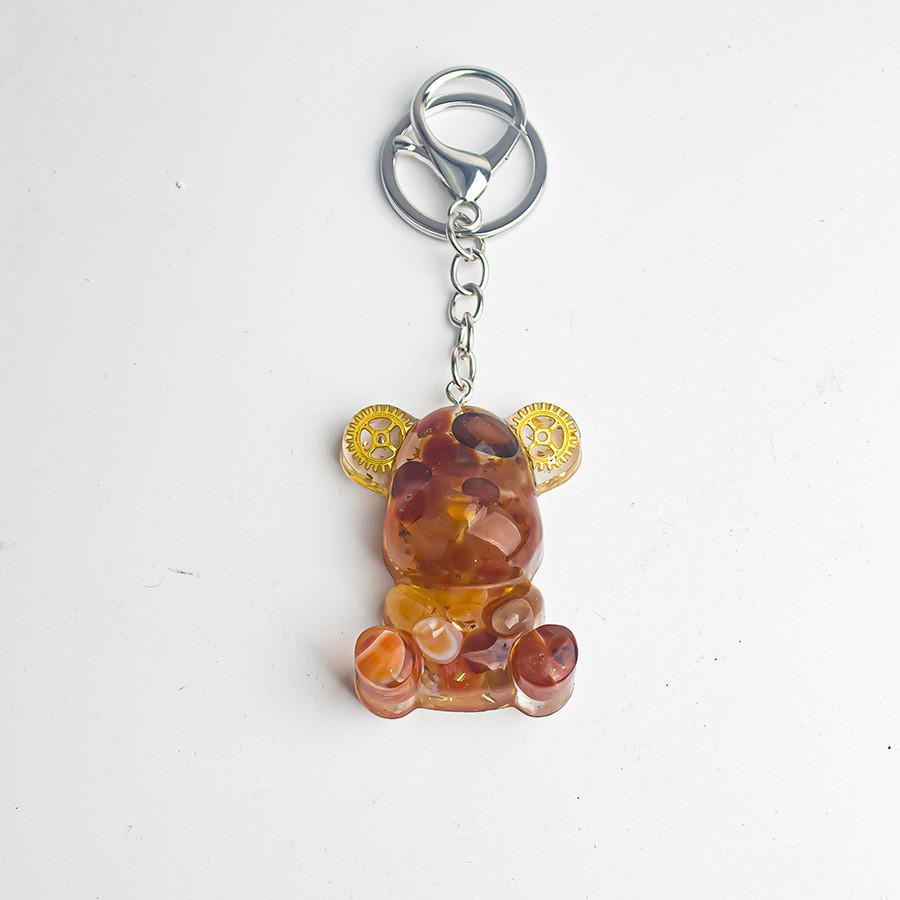 Crystal Stone Bear Pendant With Natural Gemstones For Car Keychain And Gift Use