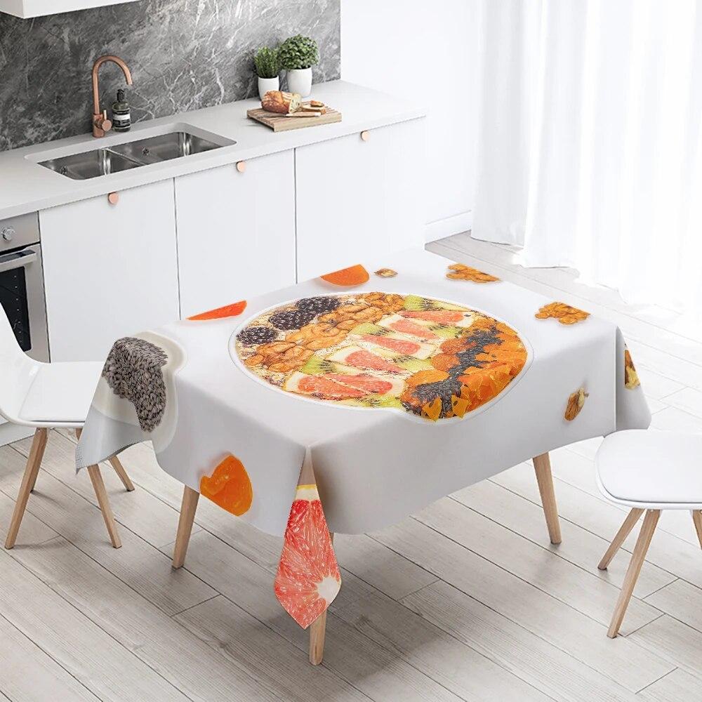 Food Print Tablecloth Stain Resistant Waterproof Rectangular  Kitchen Restaurant Table Decoration Home Decor