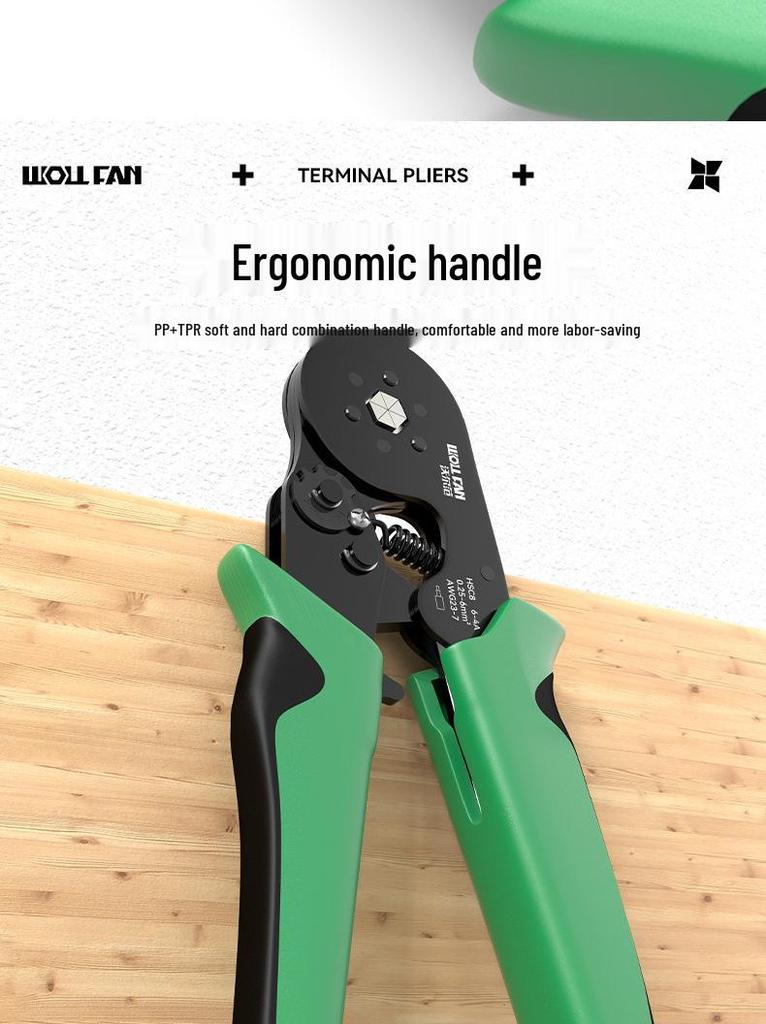 Needle-type Tube Terminal Crimping Pliers, Multi-functional Four-sided Cold Press for Electricians