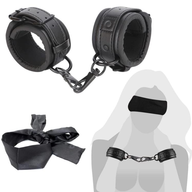 SM Leather Restraint Anklets - Erotic Couples Flirting Handcuffs