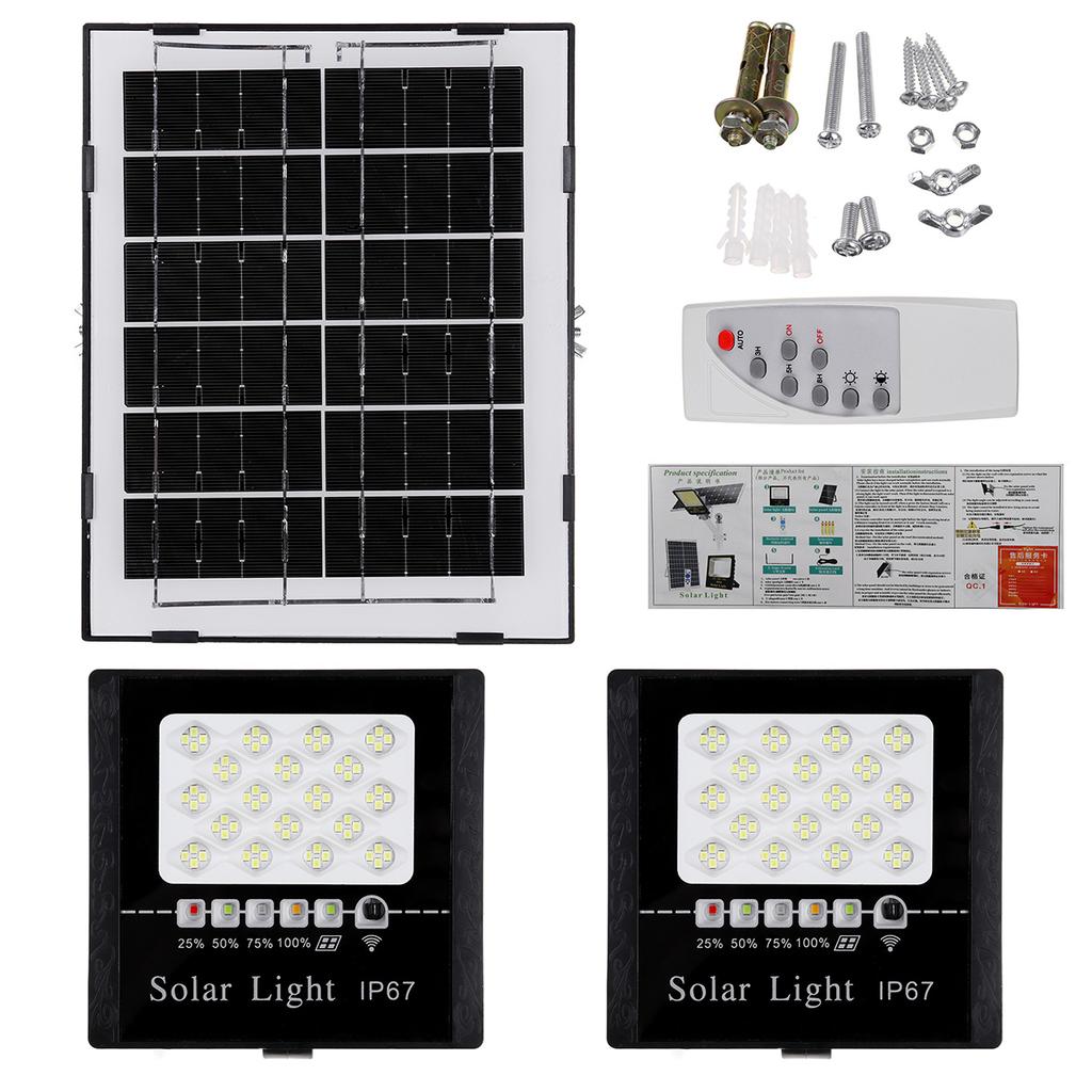 LED Solar Light Outdoor Dimmable Remote Control Waterproof IP67 For Garden Street Spotlight Wall Solar Powered Flood Lamp