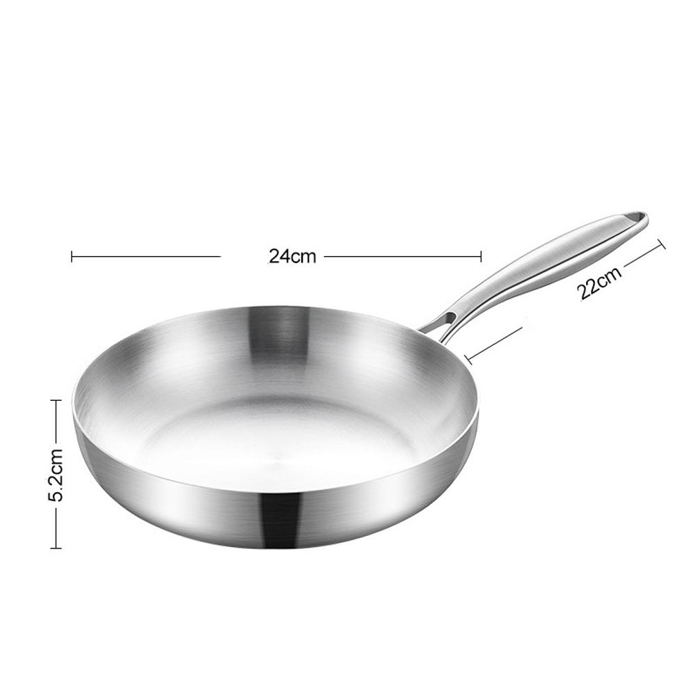 316 Stainless Steel Frying Pan Wok Non-stick Cooking Uncoated Steak Gas Stove Pot Induction General Saucepan Kitchen Cookware